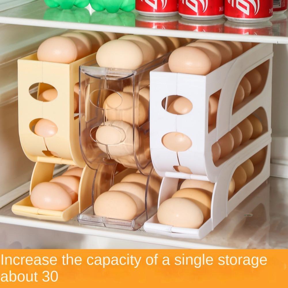 3 Layer / 4 Layer Egg Roller Rack Large Capacity Egg Organiser New Refrigerator Egg Storage Box
