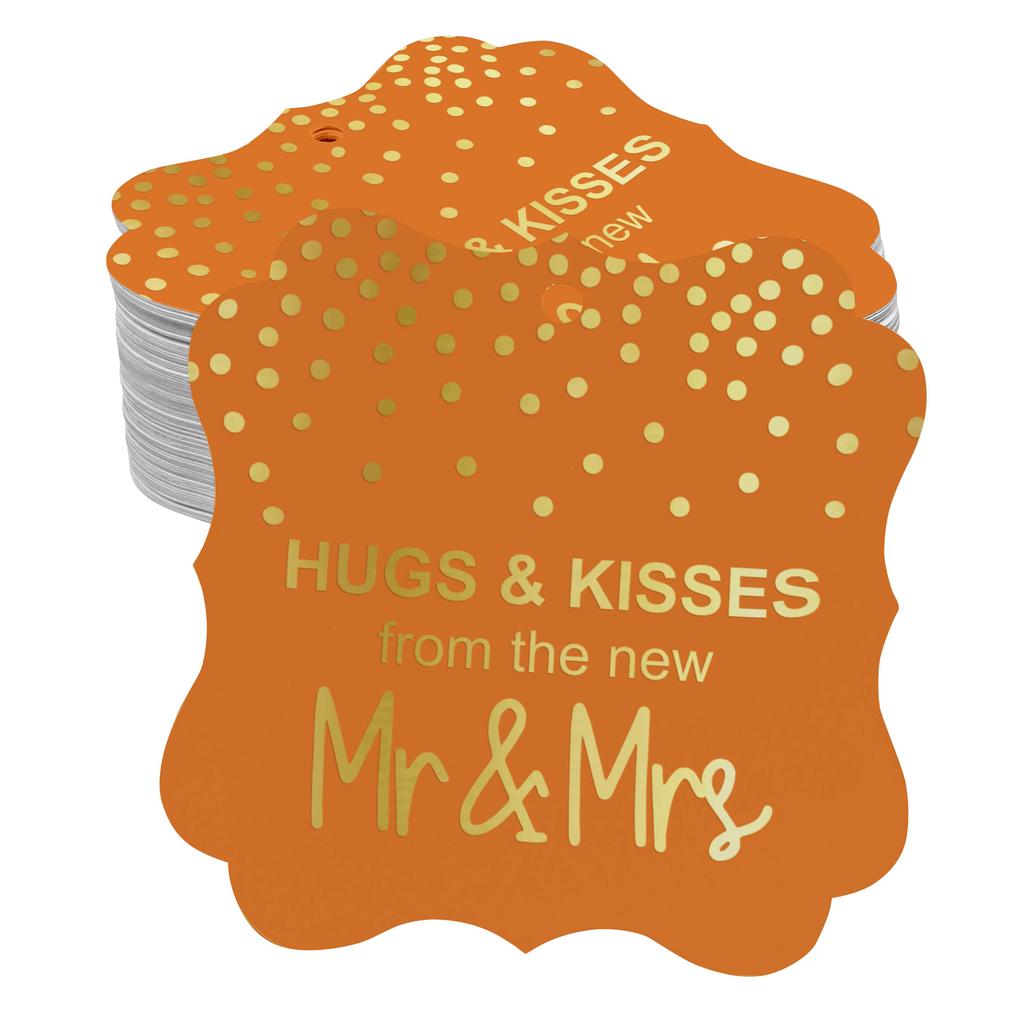 Inkdotpot Бирки для поцелуев и объятий с новой свадебной сувенирной скобой в форме подарочных бирок из настоящей золотой фольги для бонбоньерок