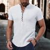 Men's Short Sleeve Henley Shirt, Casual Cotton Blend T-Shirt with Button Placket, Multiple Colors