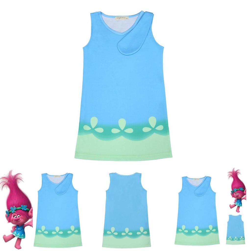 Очаровательный костюм для косплея Тролля Розочки для детей, идеально подходящий для празднования дня рождения