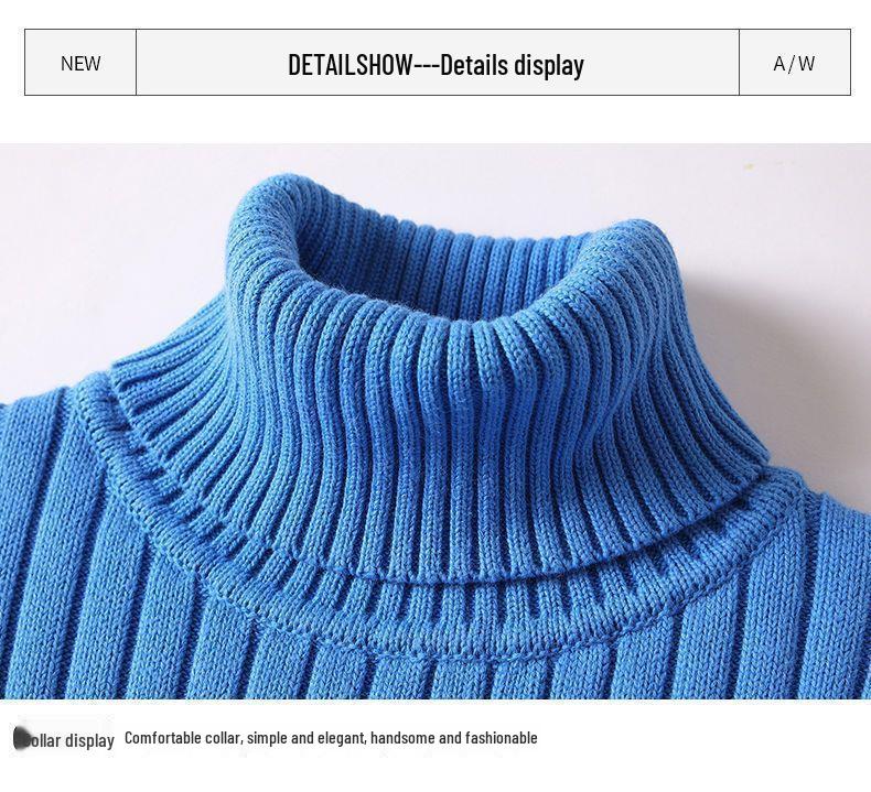 Мужской облегающий вязаный флисовый свитер с длинным отложным воротником