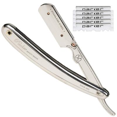 Складная бритва Parker из 5 сменных острых лезвий, которые любой может оставить небритым. Бритва из нержавеющей стали для бритья бороды, мужская бритва SR1 Parker (основной
