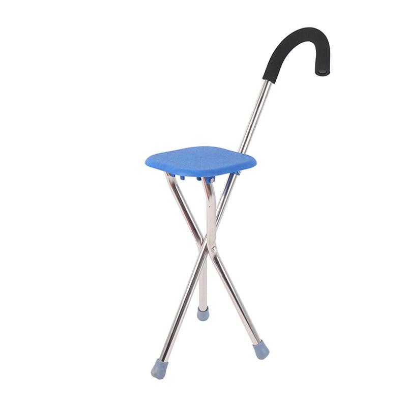 Tri-Fold Walking Cane Stool with Non-Slip Grip for Elderly & Disabled - Mountain Climbing Support