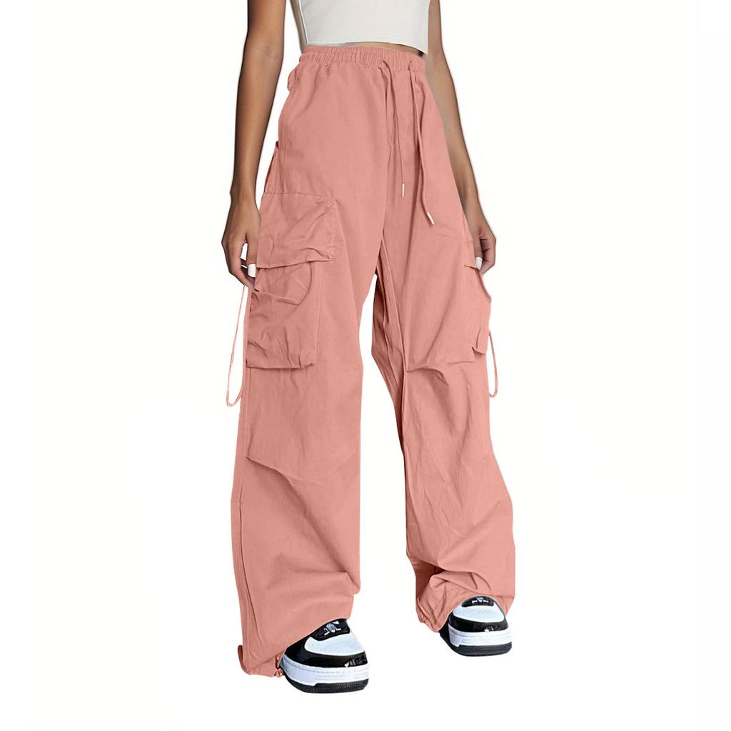 20/5000 Женские модные повседневные брюки-карго с широкими штанинами и высокой талией, многокарманные брюки