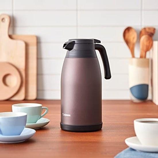 Zojirushi Нержавеющая сталь Ручной термос 1.9 л Вакуумная двойная стенка Широкое горло Настольный Теплоизоляция Сохранение холода Коричневый SH-RA19-TA