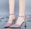 5cm 8cm Thick-heeled High-heeled Shoes Female Fairy Wind Summer New All-match Girl Pointed Toe Strap Sandals for Women
