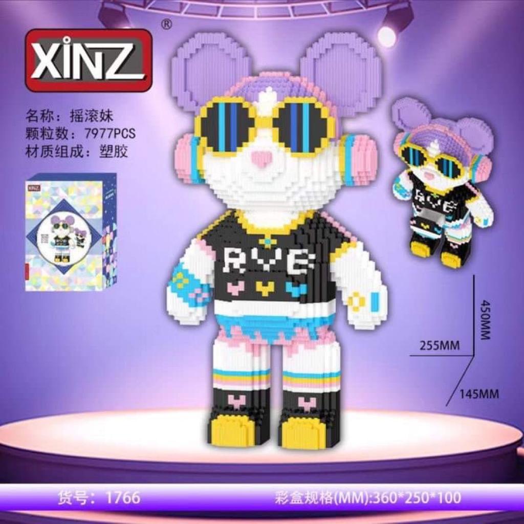 Dunhuang Bear Building Block Machine Love Bear Model Assembled Overalls Flower Bear Magic Bricks Toy For Kids Christmas Gift