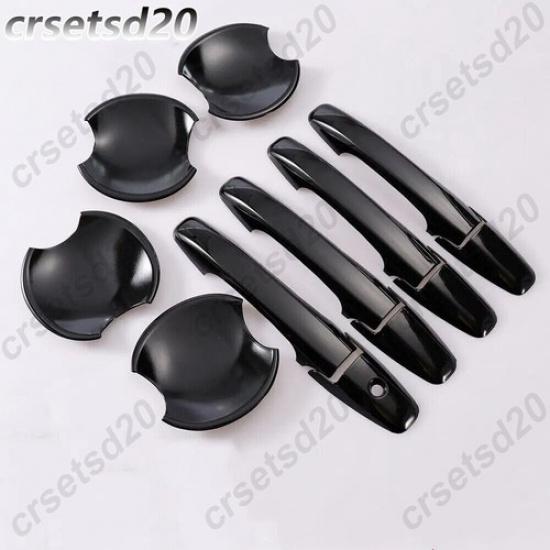 Glossy Black Exterior Car Door Handle + Bowl Cover Trim For Honda Civic 2006-11