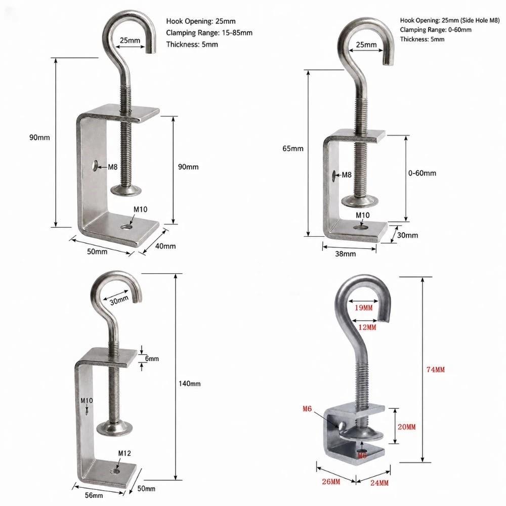 Pull Ring C-clamp Adjustable Fixed Holder Clip High Quality Square Clamp  Hardware Fasteners