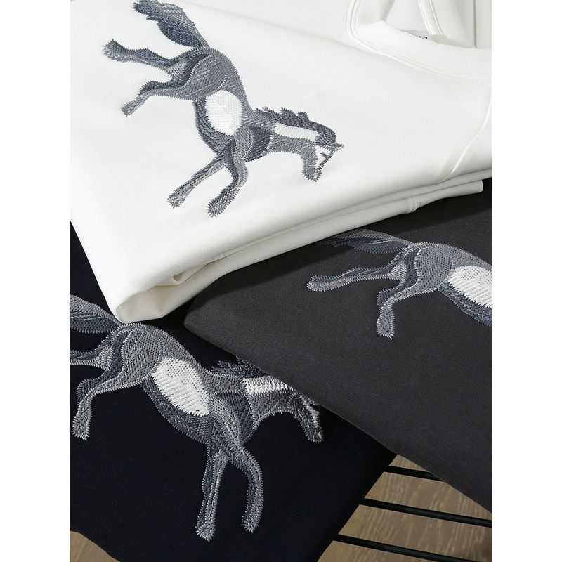 Тяжелая промышленность Вышивка Жидкий аммиак Воздух Длинноволокнистый хлопок Осень Мужская футболка с круглым вырезом и длинным рукавом для нижнего слоя Футболка Пуловер Повседневная толстовка