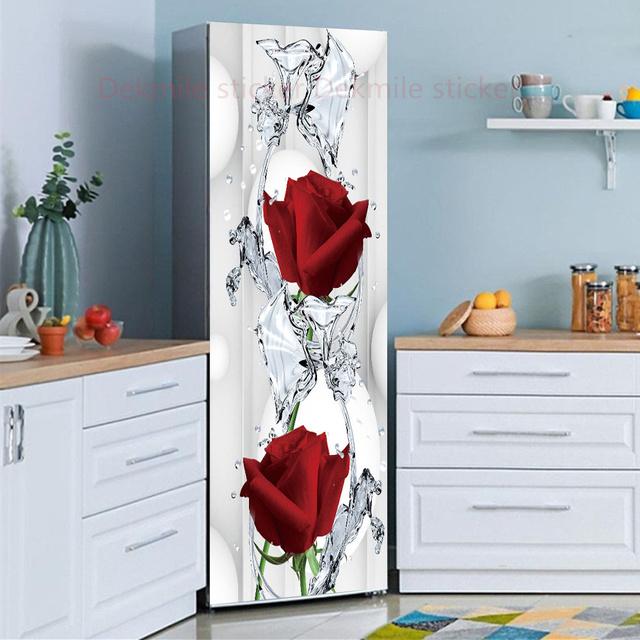 39 стилей на выбор, цветы, пейзаж, наклейка на холодильник, пилинг-палка, водонепроницаемая двойная дверь, морозильная камера, декор для шкафа, художественная роспись