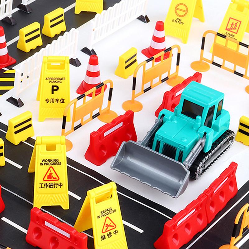62Pcs Car Accessories Road Sign Traffic Model Diy City Parking Educational Toys