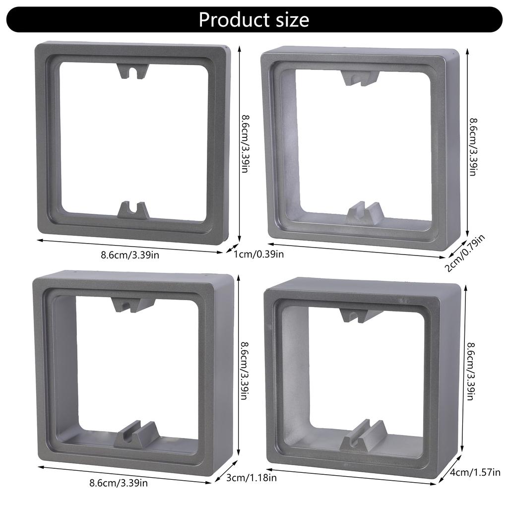 2Pcs Black Plastic Light Switches Cover Plates Self Adhesive Square Shape Wall Switches Stickers for Home Decoration