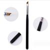1pc 15.6cm French Tip Nail Brush - Crescent Shape Oblique Design for Precise DIY Nail Art, Black Handle with Metallic Ferrule & Soft Bristles