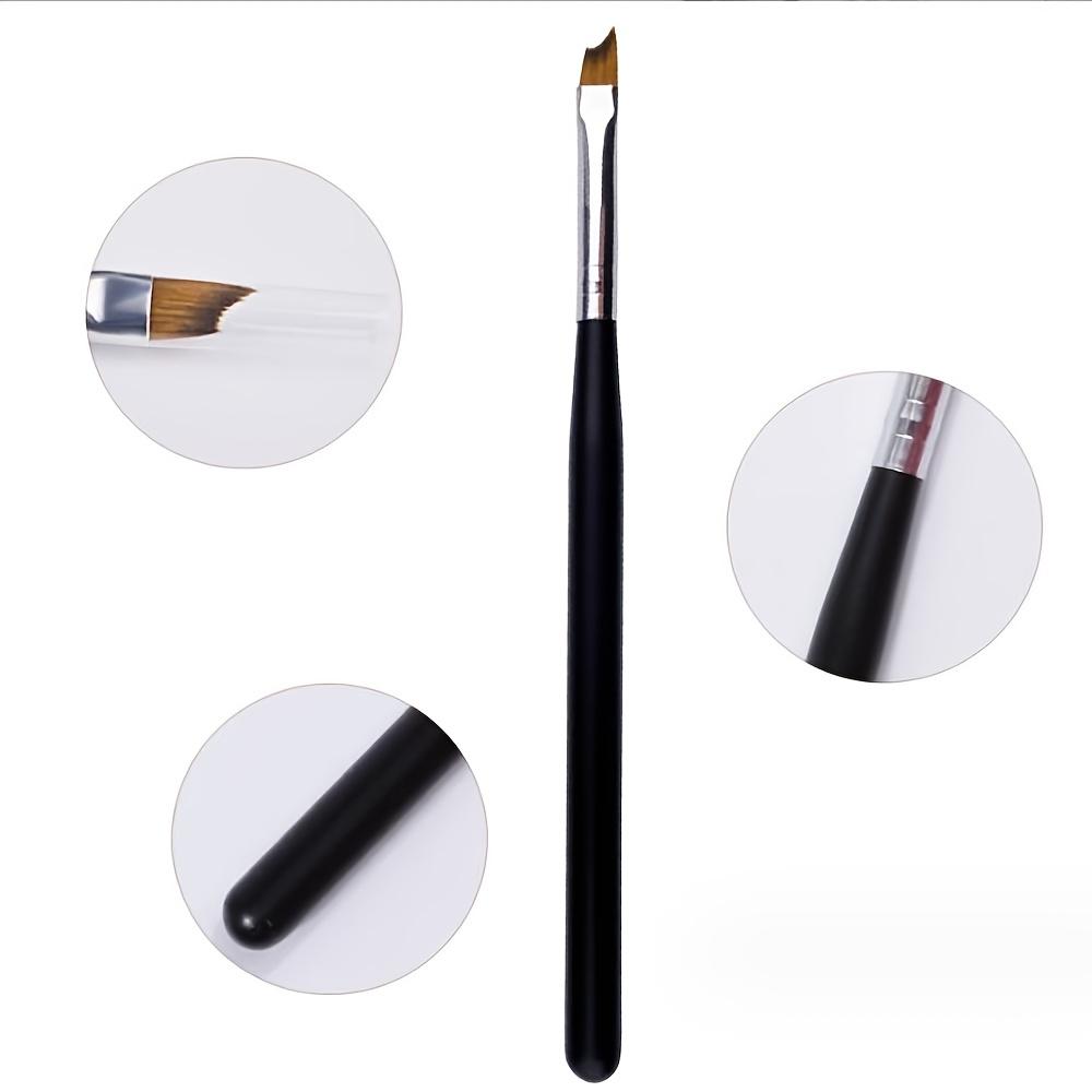 1 шт. 15,6 см Кисть для ногтей с французским кончиком - Изогнутая форма, скошенный дизайн для точного DIY нейл-арта, черная ручка с металлическим наконечником и мягкой щетиной