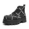 Мужская модная платформа ботинки шнуровка парусиновые туфли ковбой осень зима ботинок панк хип-хоп платье черный дизайнер стильный ботильоны