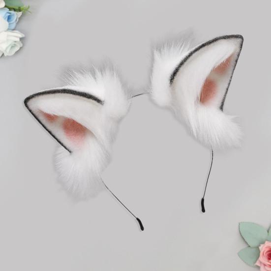 Повязка на голову из искусственного меха лисы с кошачьими ушками в плюшевом стиле для ролевых игр, переодевания, ручной работы, повязка на голову, реквизит для косплея