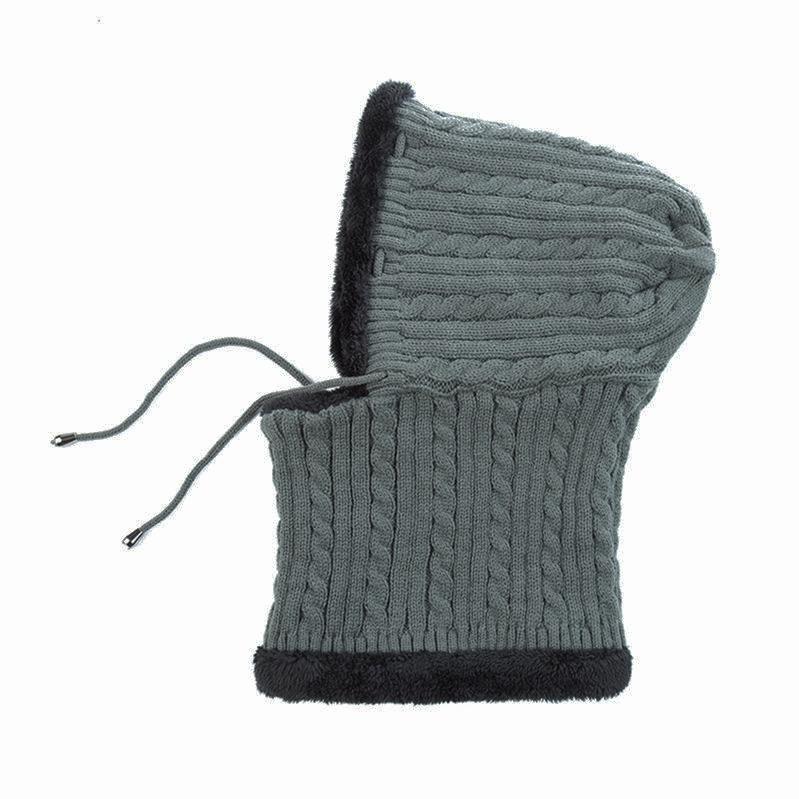 New Unisex Winter Knitted Hat Neck Protection Beanie Cap Add Fur Lined Warm Hats For Men & Women Balaclava Cap