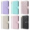 Luxury Strap 3D Grid Leather Phone Wallet Case Book Stand For iPhone 17 16 15 Pro Max Samsung S25 S24 Plus A17 A16 Girls Magnetic Card Slot Flip Cover