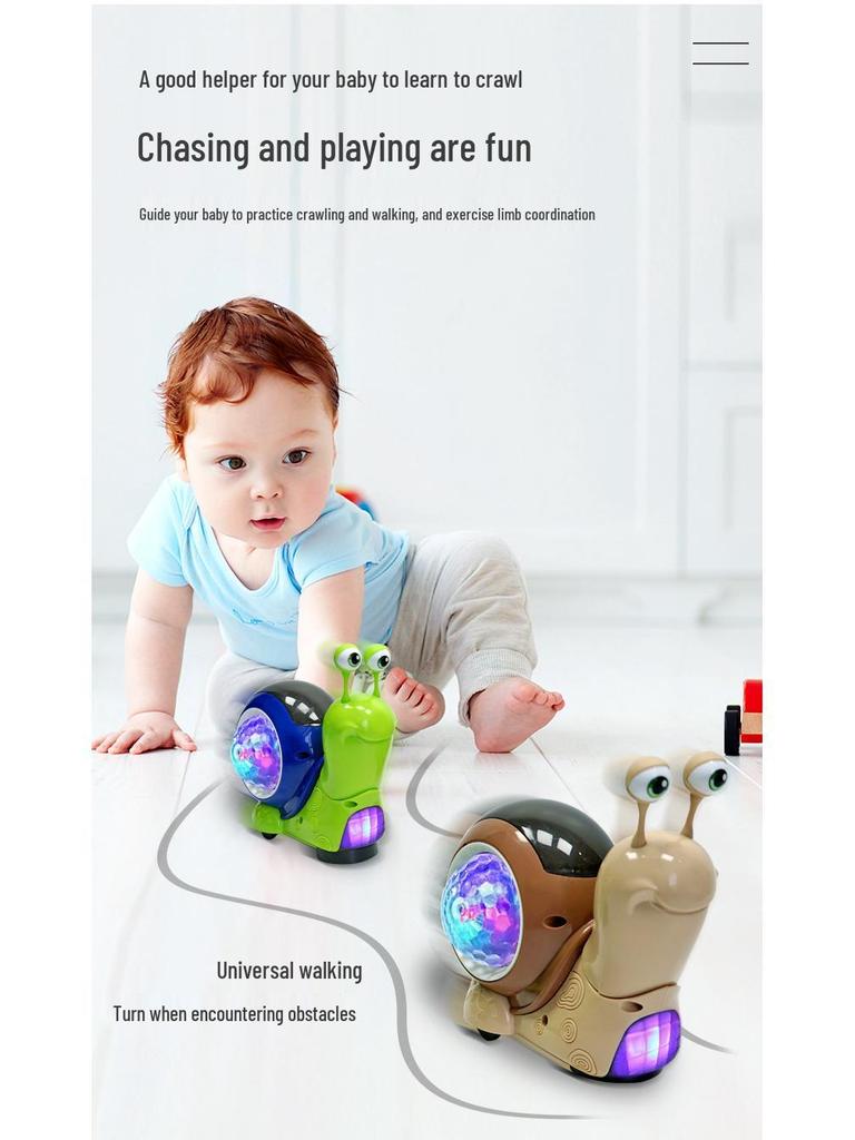 Детская электрическая игрушка-улитка с проекцией, звуком, светом и автоматическим обходом препятствий