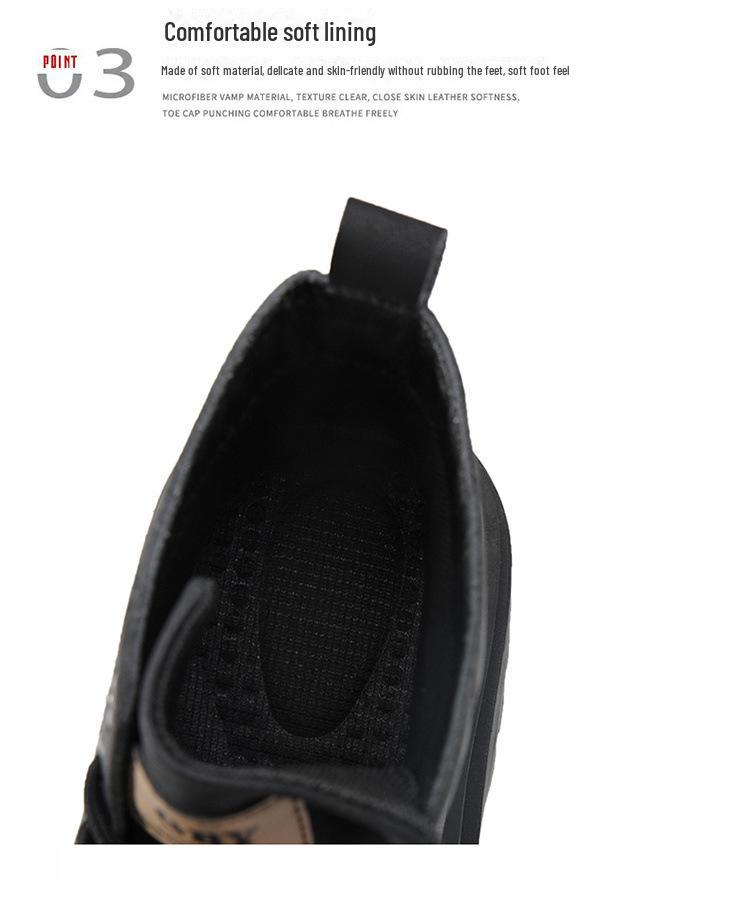 Мужские черные кожаные мотоциклетные ботинки с высоким берцем — британский стиль, водонепроницаемые, на осень.