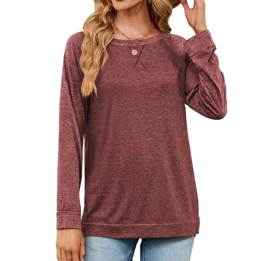 Женские длинные футболки, свободные модные женские топы с круглым вырезом, универсальные повседневные женские рубашки