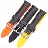 Watchband Watchbands Leather + Rubber Women Men 18mm 20mm 22mm Watch Strap Bracelet With Steel Buckle Black Yellow Orange