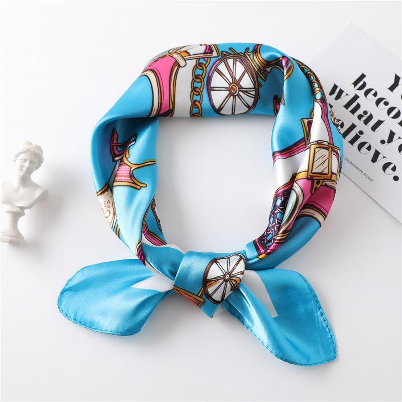60cm Women'S New Versatile Simulated Silk Neck Protection Sunscreen Small Square Scarf Professional Scarf Headscarf