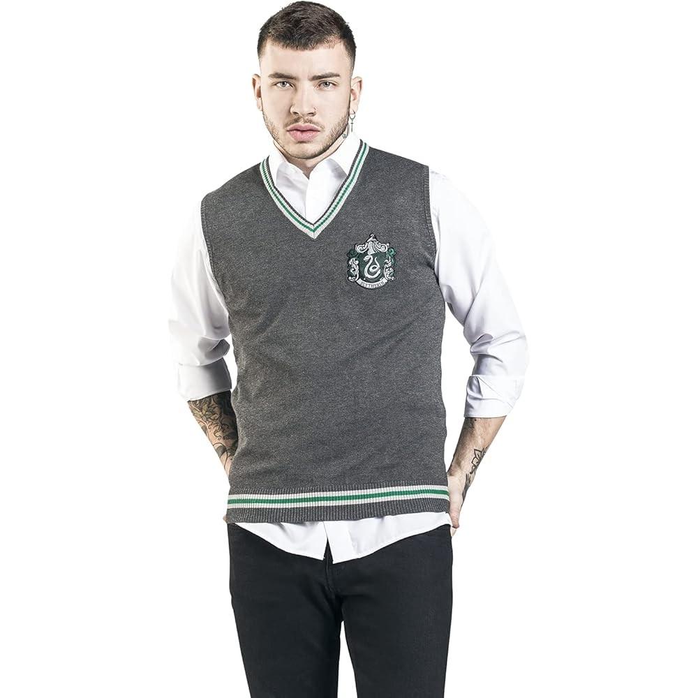 Harry Potter Mens Slytherin Pull Over Sleeveless Sweatshirt