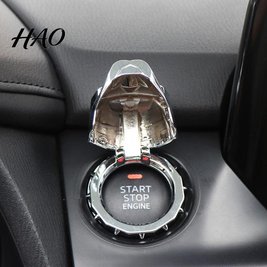 Protective Cap for Ignition Switch Bulldog Car Start Stop Button Cover, Ring Creative Interior Gift Push Start, Steering Wheel Decor, Vehicle