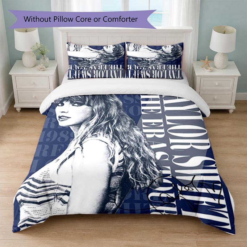 Taylor Swift Print 3Pcs Duvet Cover Set 1 Duvet Cover and 2 Pillowcases Soft Bed Linen For Household Bedroom