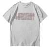 Plaid Model Roundneck Shortsleeved Cotton Tshirt with Patterned Design