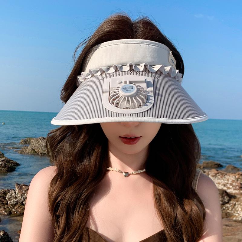 Женская перезаряжаемая солнцезащитная шляпа с защитой от УФ-лучей и широкими полями для велоспорта