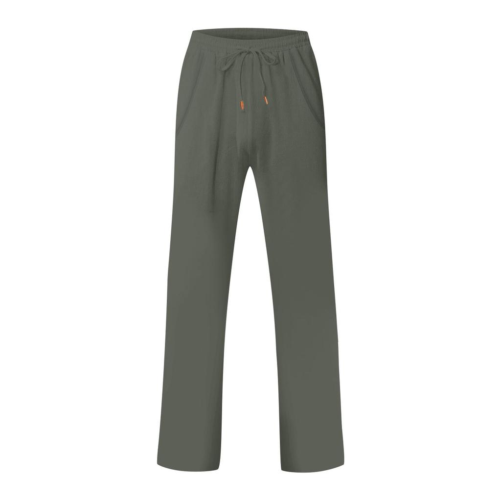 Новые европейские и американские мужские повседневные брюки из хлопка и льна с завязками