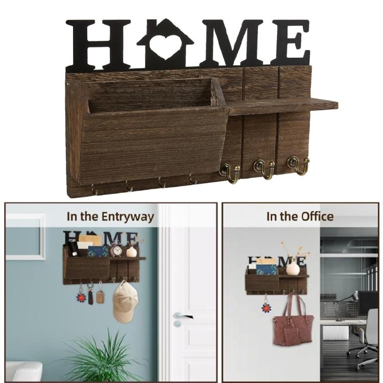 Настенная ключница и держатель для почты, декоративная вешалка для ключей, компактный крючок для пальто и поводка, многофункциональный настенный органайзер