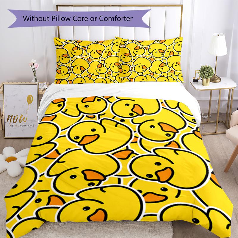 Duck 3pcs Bedding Set Duvet Cover Closure Includes 1 Duvet Cover & 2 Pillowcases for All Seasons Bedroom Home Dorm Decor