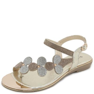 Мода 2024 года, женская летняя новая роскошная дизайнерская женская обувь со стразами, модные открытые кожаные пляжные сандалии на плоской подошве для женщин, большой размер