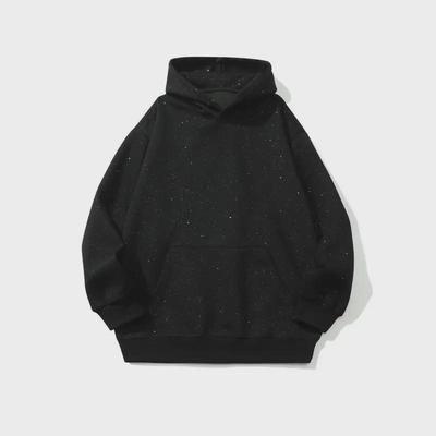 Звездно-черный унисекс-толстый свитер с капюшоном - American Retro All-Match для весны и осени