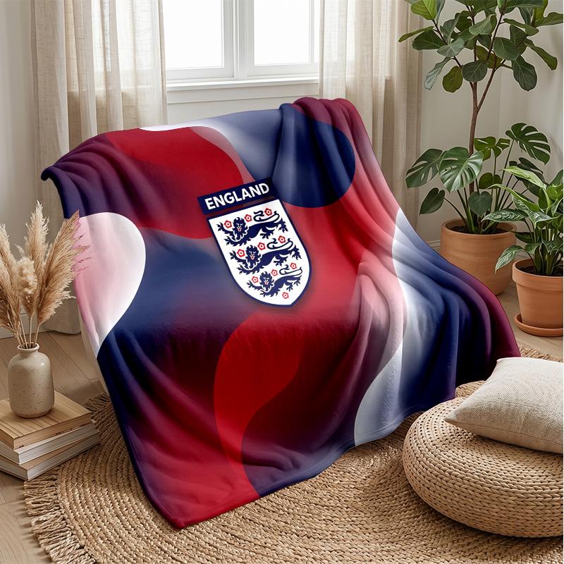England Football Printed Flannel Blanket Skin Friendly Warm Decorative Throw for Indoor Couch Bed Daily Use