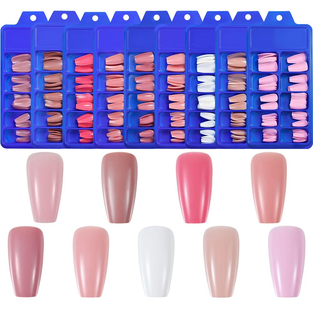 Однотонный Наращиваемый Ноготь Синяя Коробка Балетные Полные Накладки на Ногти Однотонный Наращиваемый Ноготь Накладка на Ноготь