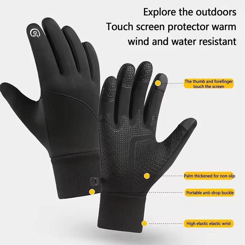 Winter Outdoor Warm Full Finger Gloves for Unisex Cycling Sports Waterproof and Anti Slip Gloves Touch Screen Thickened and Warm