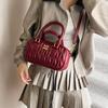Korean Version Niche Pleated Handbag New Bowling Women's Bag Fashion One Shoulder Crossbody Pillow Small Square Bag