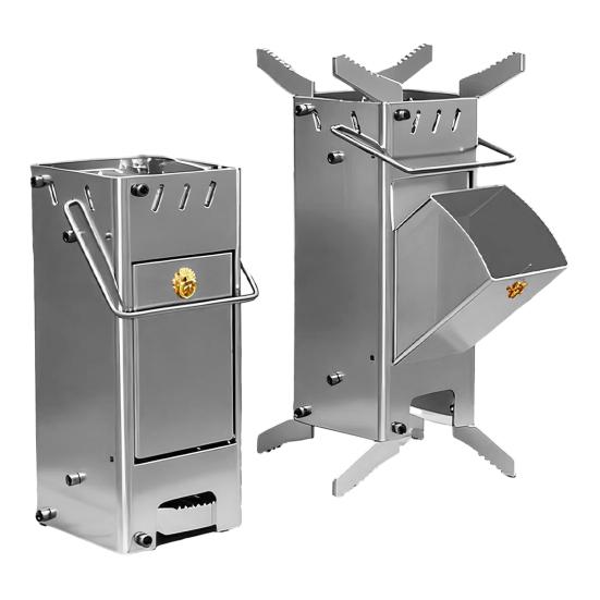 Дровяная походная ракетная печь для кемпинга, для пеших походов, путешествий, пикника, барбекю, из нержавеющей стали, портативная дровяная печь