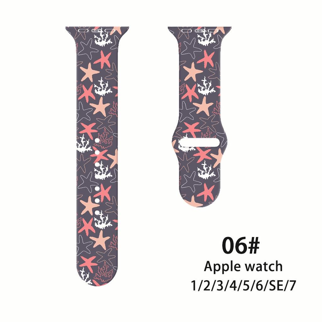 Ремешок Fresh Mori Printed Strap для Apple Watch S10 - мягкий силиконовый спортивный креативный сменный ремешок для iWatch 10/9/8/7/6/5/4/3/2/1/Se/Ultra/Ultra2 49 мм