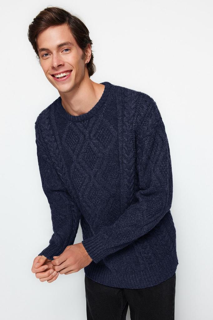 Мужской модный стильный свитер унисекс с камнями большого размера, широкий крой с круглым вырезом, плетеный трикотаж с волосами