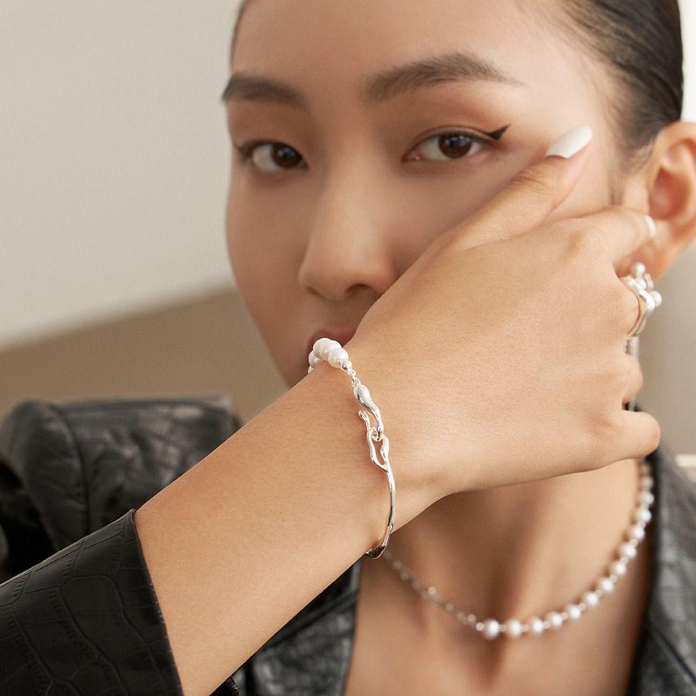 Metal Girl Gift Temperament Baroque Women Bracelet Korean Style Jewelry Pearls Bracelet Copper