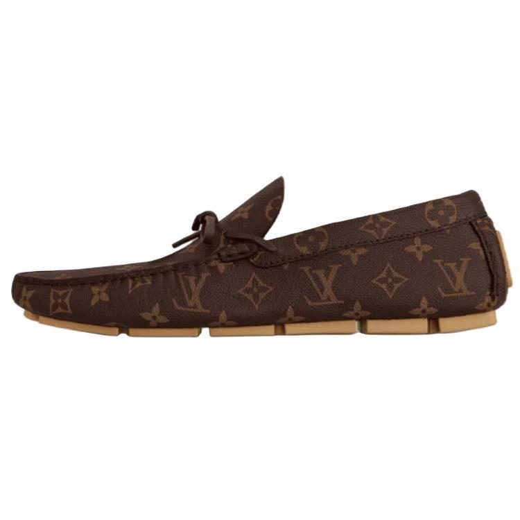 LOUIS VUITTON Driver Cow Leather Casual Shoes Men's Brown 1AD691
