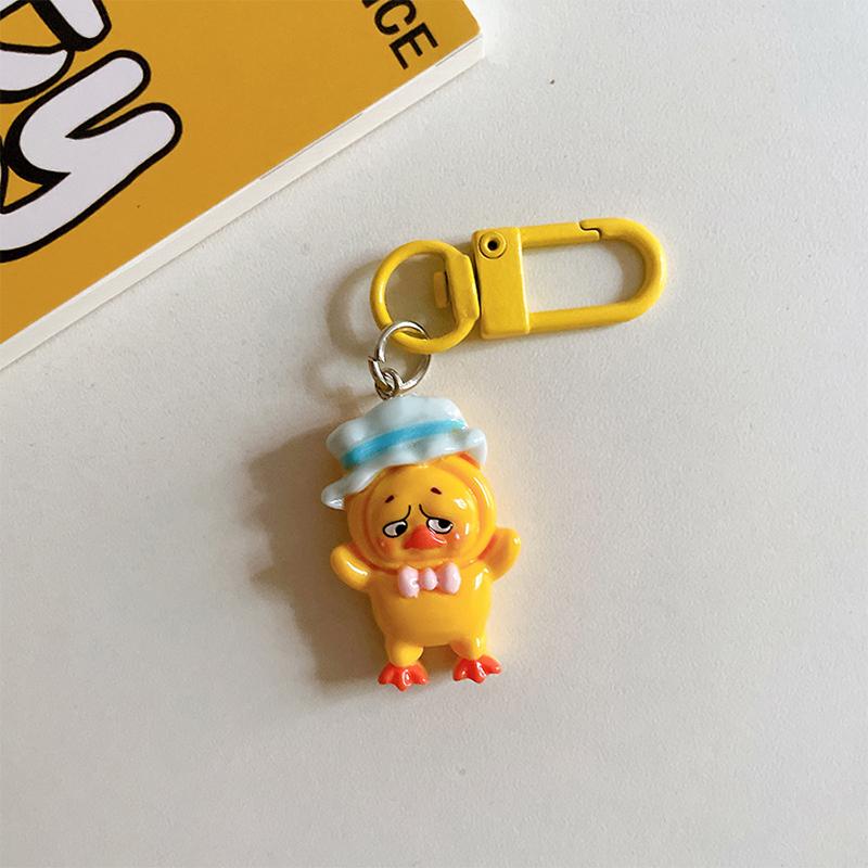 Прекрасный Желтый Раздражающий Утенок Брелок Подвеска Мультяшная Смола Брелок для Ключей от Машины для Девочек Женщин Украшение Аксессуары для Сумки Рюкзака