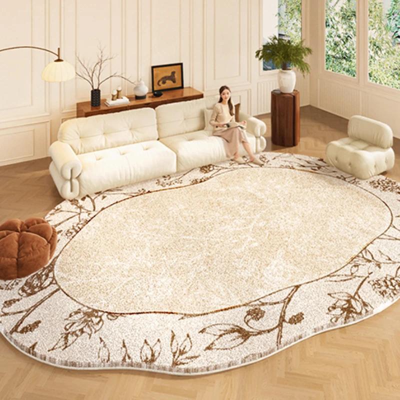 Cream Style Carpets for Living Room Irregular Shape Bedroom Decor Plush Carpet Fluffy Soft Washable Floor Mat Home Lounge Rug