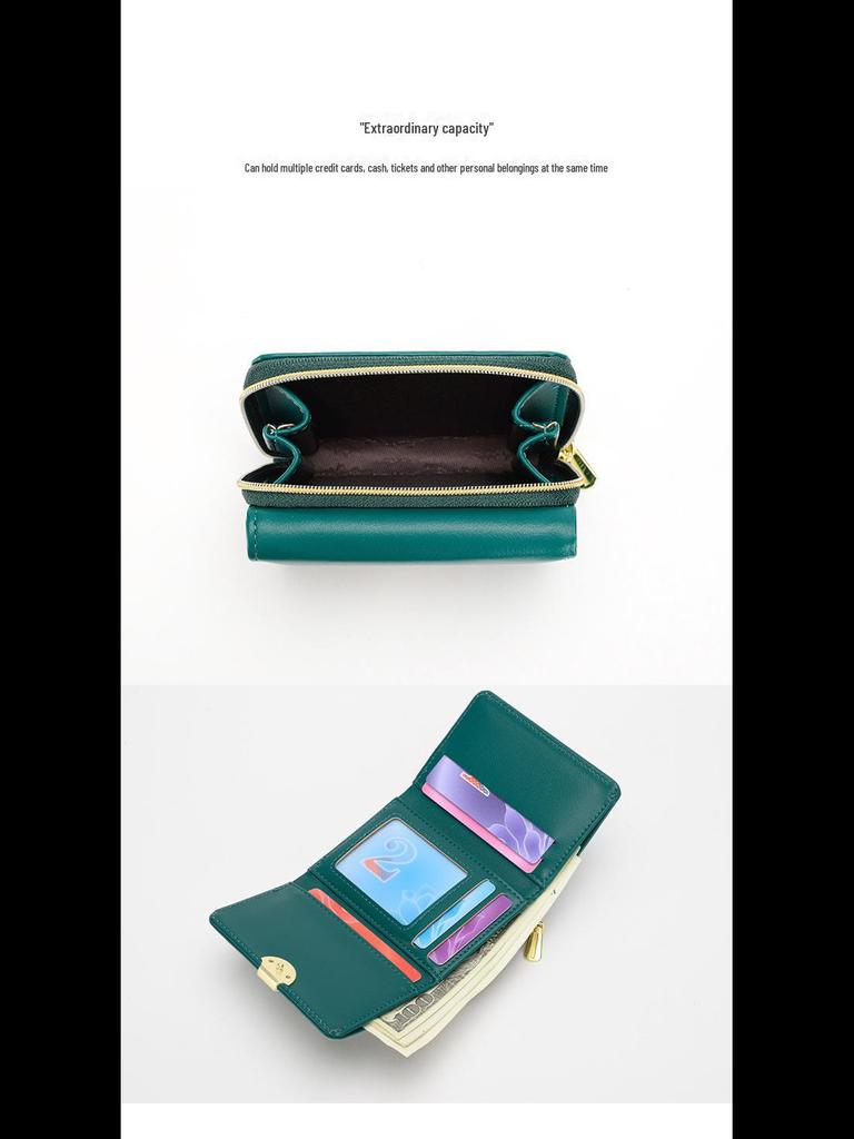 Женский короткий кошелек на молнии 2024 года: Компактный двойной кошелек с отделением для монет и карточек